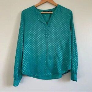 Simply styled by Sears large teal self print blouse full sleeves made in India